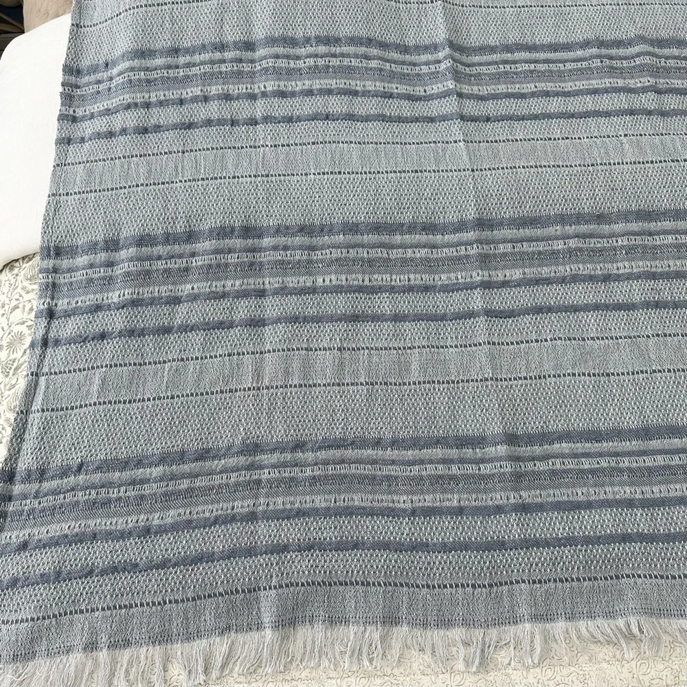 Hearth & Hand Magnolia Vintage Blue Textured Stripe Dobby Throw Blanket